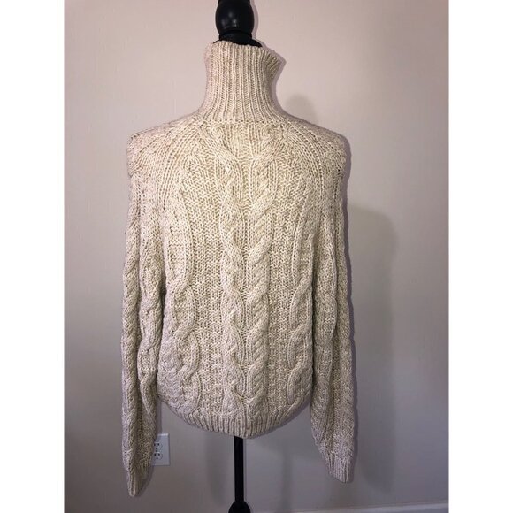 H&M Womens Size S Sweater Turtleneck Wool Blend Beige Oatmeal Long Sleeve Cozy - Picture 9 of 10